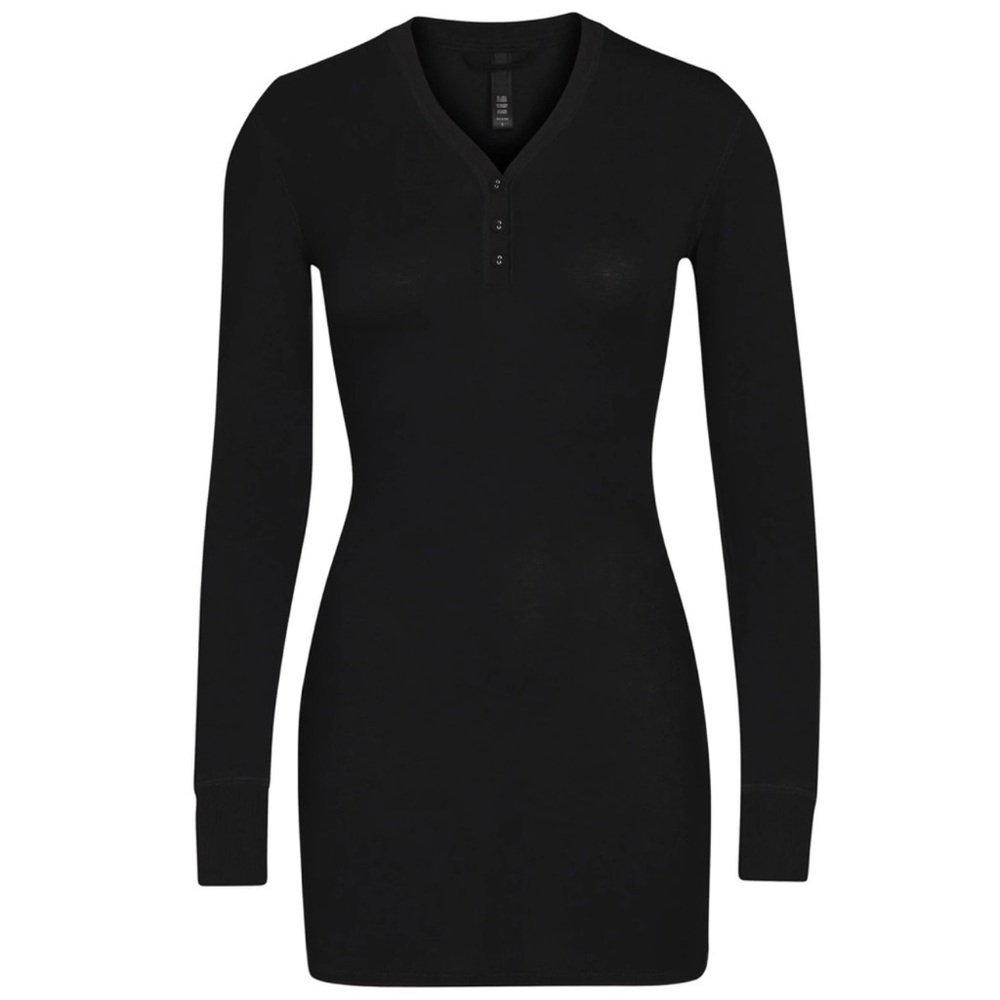 SKIMS Onyx Sleep Henley Dress